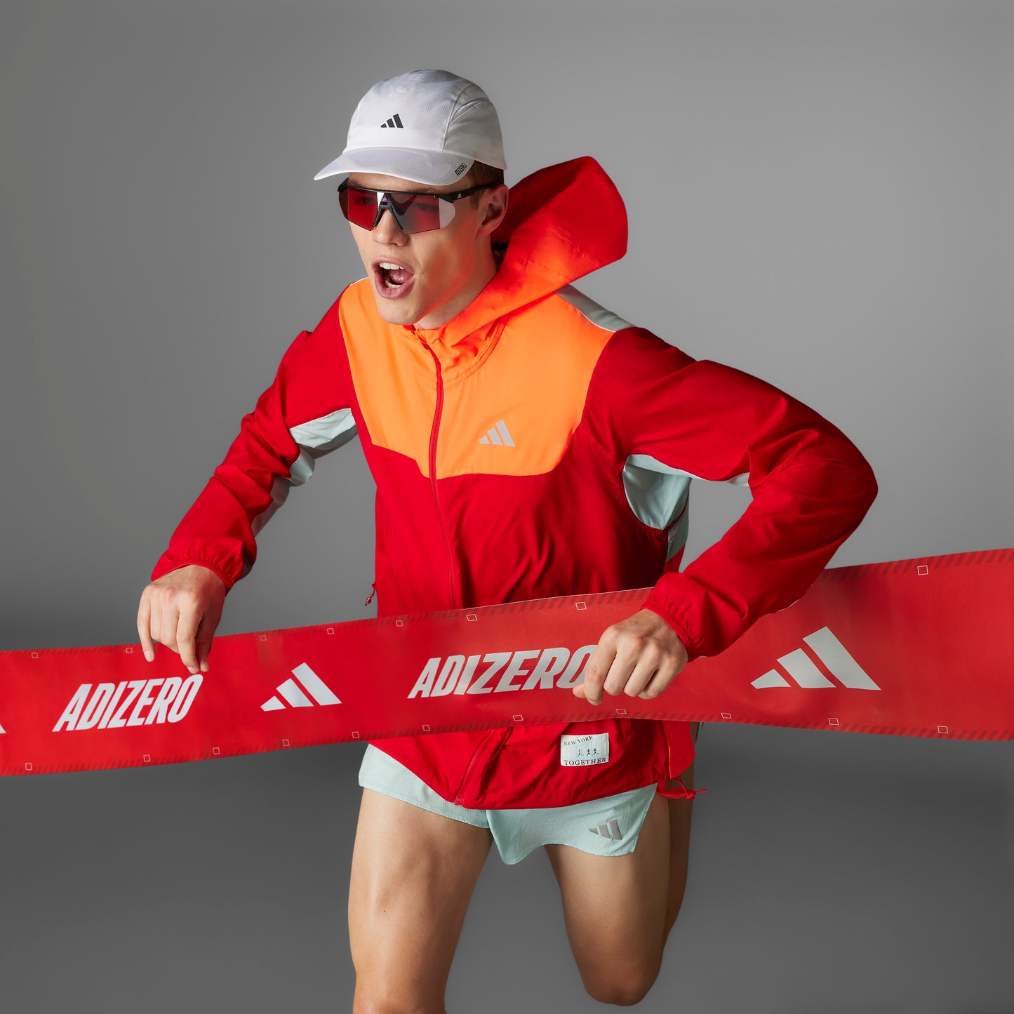 adidas NYC Jacket | Better Scarlet / App Solar Red / Semi Flash Aqua | Mens