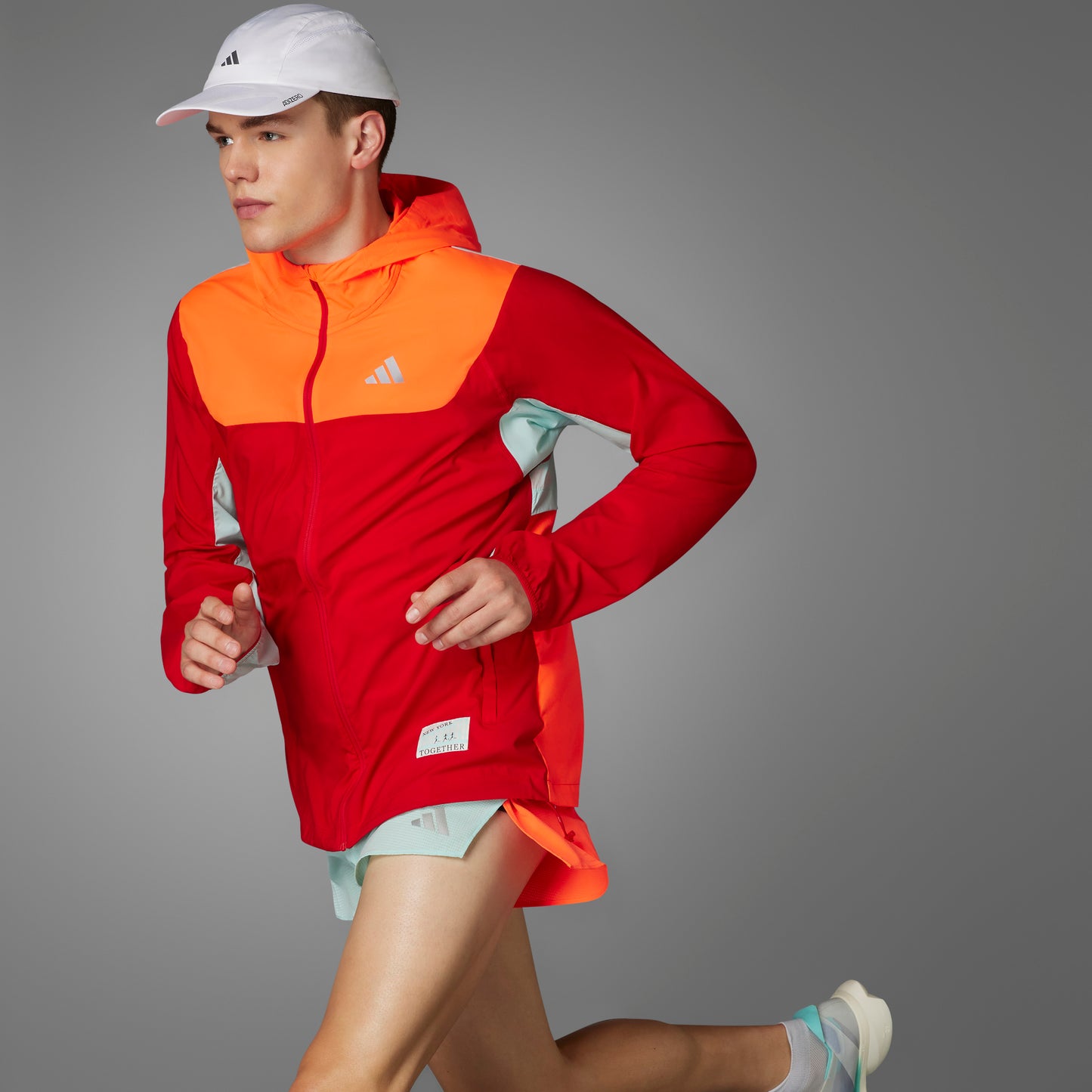 adidas NYC Jacket | Better Scarlet / App Solar Red / Semi Flash Aqua | Mens