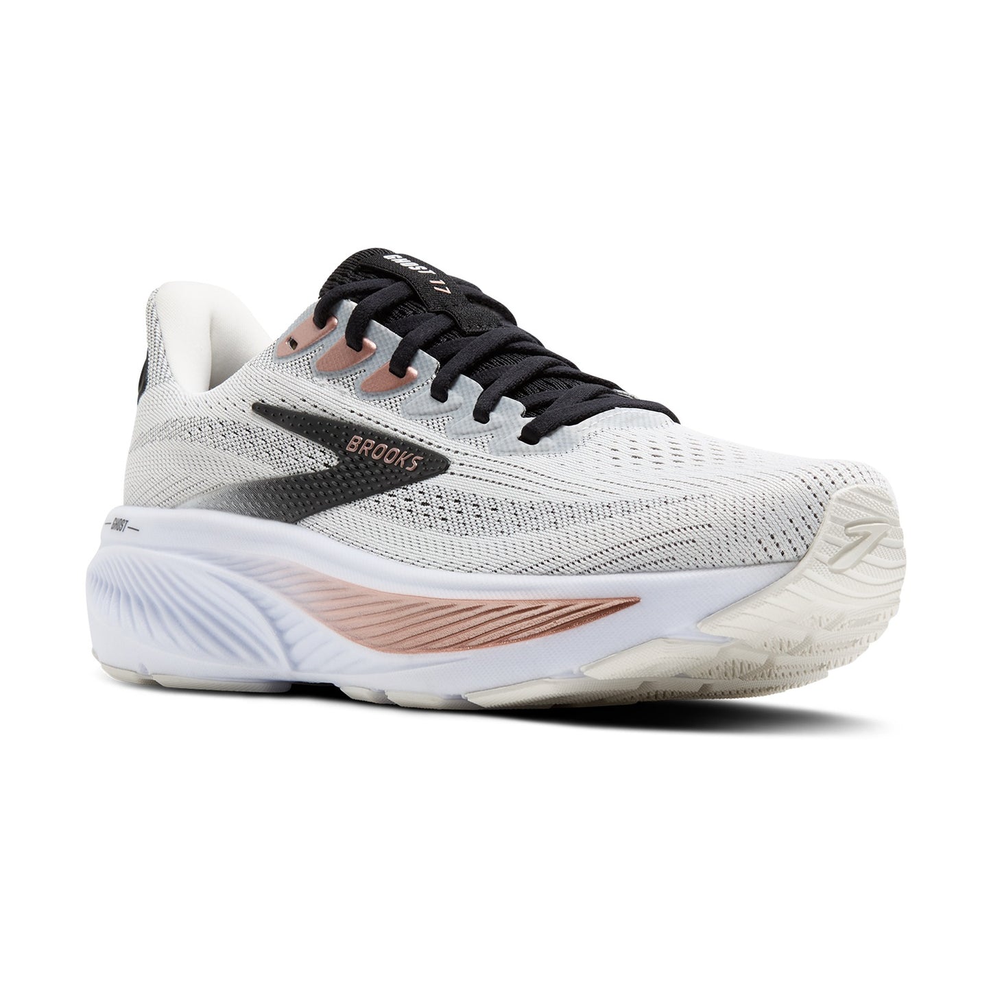 Brooks Ghost 17 | White / Black / Rose Gold | Womens