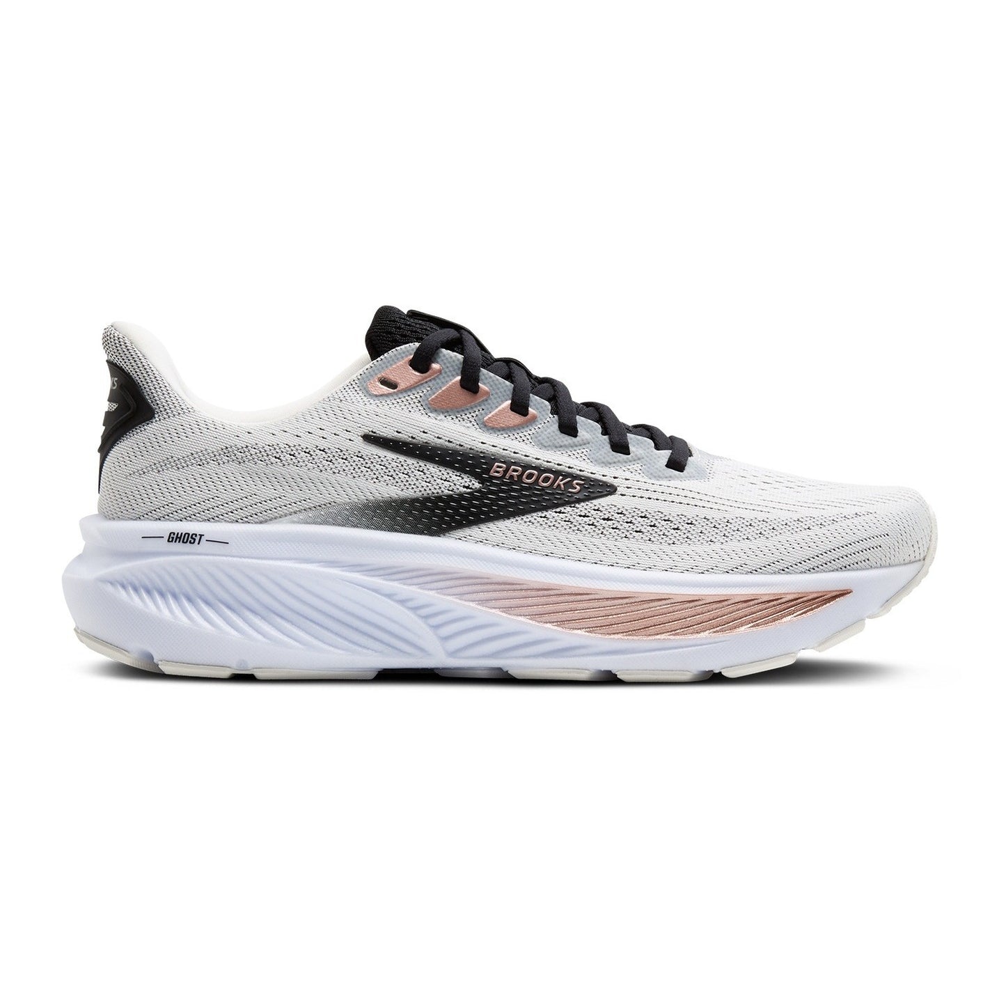 Brooks Ghost 17 | White / Black / Rose Gold | Womens