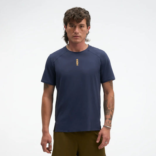 Hoka EveryRun Short Sleeve Tee | Varsity Navy / Gold | Mens