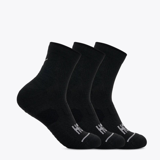 Hoka Quarter Run Sock | 3 Pack | Black / Black / Black