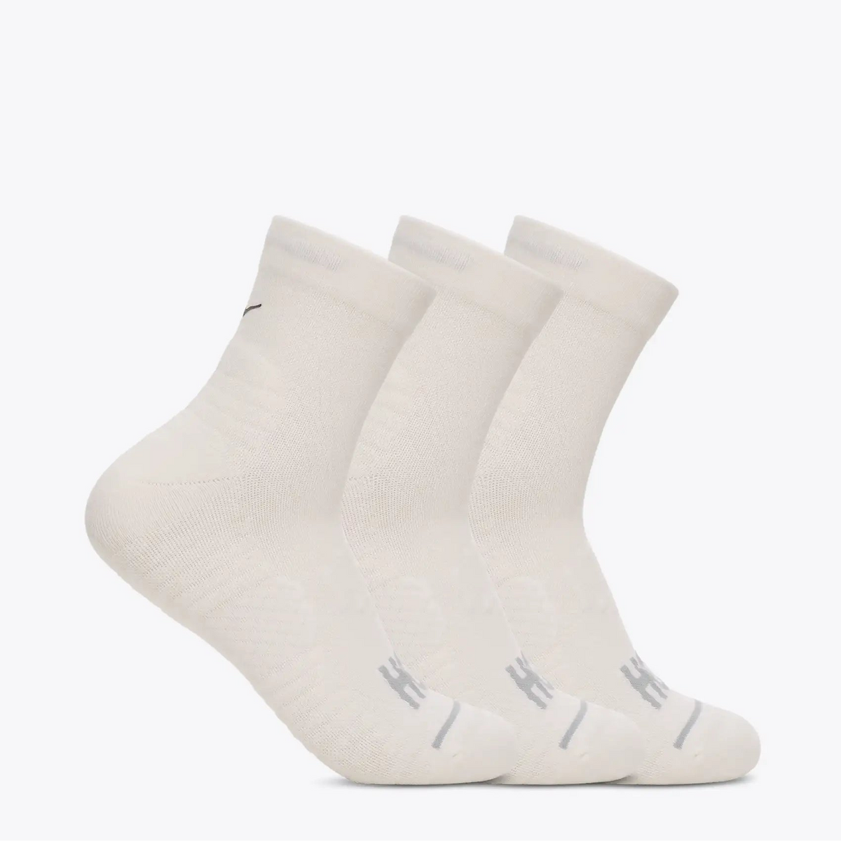 Hoka Quarter Run Sock | 3 Pack | White / White / White