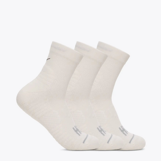 Hoka Quarter Run Sock | 3 Pack | White / White / White
