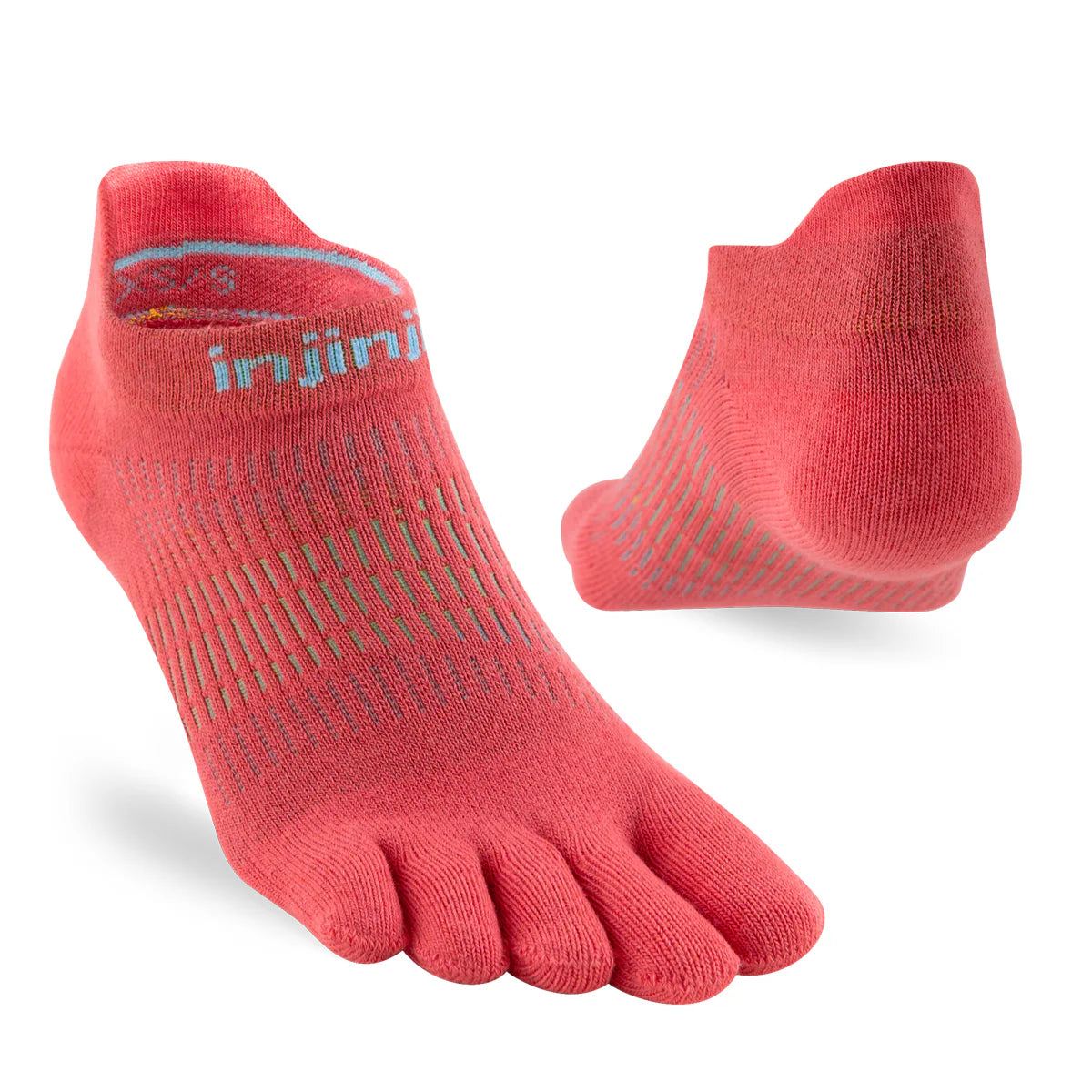Injinji Run Sock | Lightweight | No Show | Coral | Womens