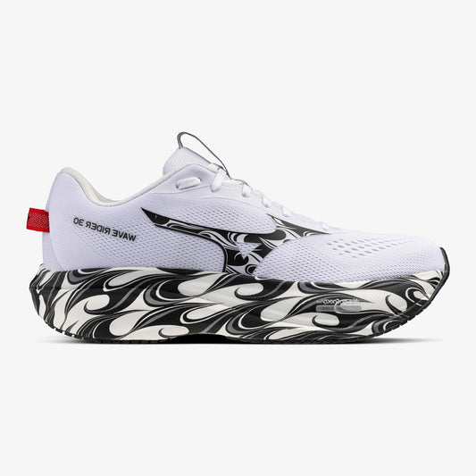 Mizuno Wave Rider 30 | White / Black / High Risk Red | Unisex