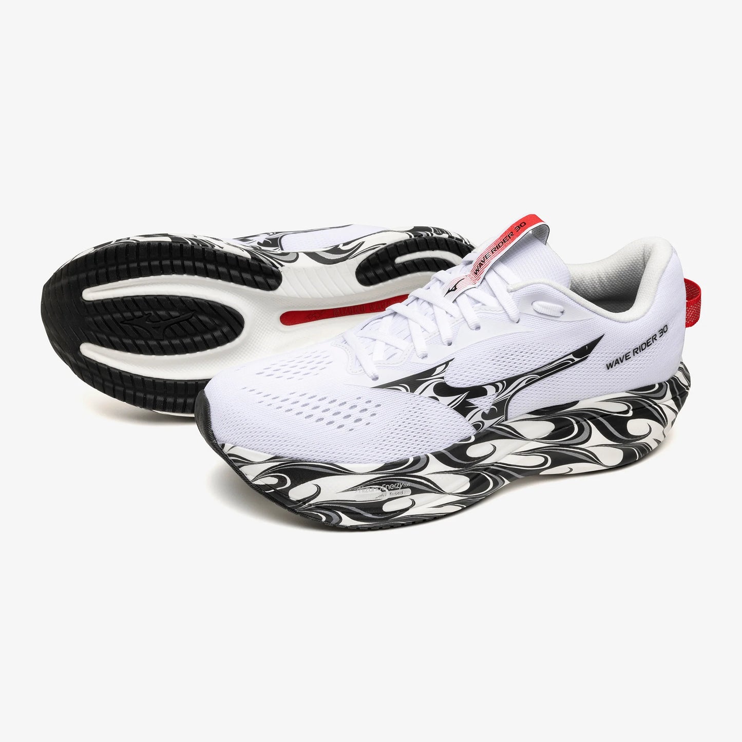 Mizuno Wave Rider 30 | White / Black / High Risk Red | Unisex