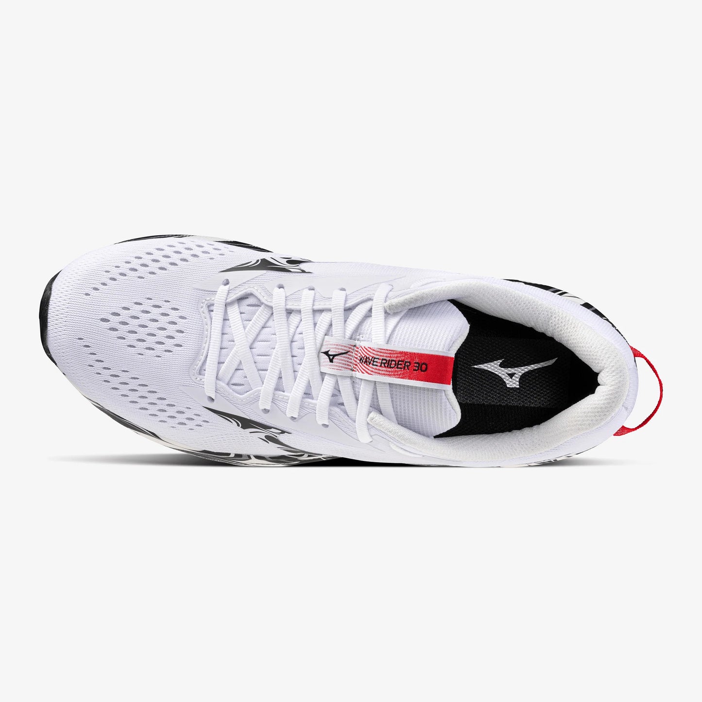 Mizuno Wave Rider 30 | White / Black / High Risk Red | Unisex