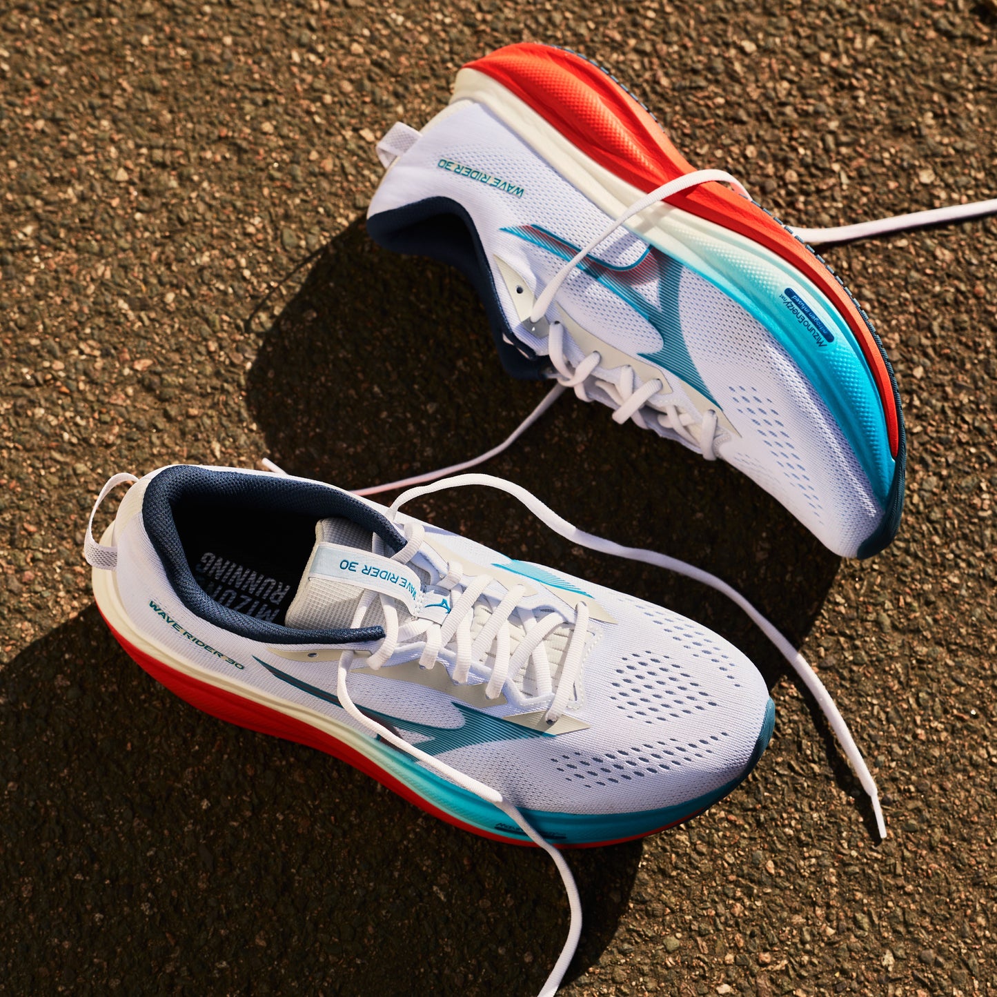Mizuno Wave Rider 30 Wide | White / Blue Jewel / Orange | Mens