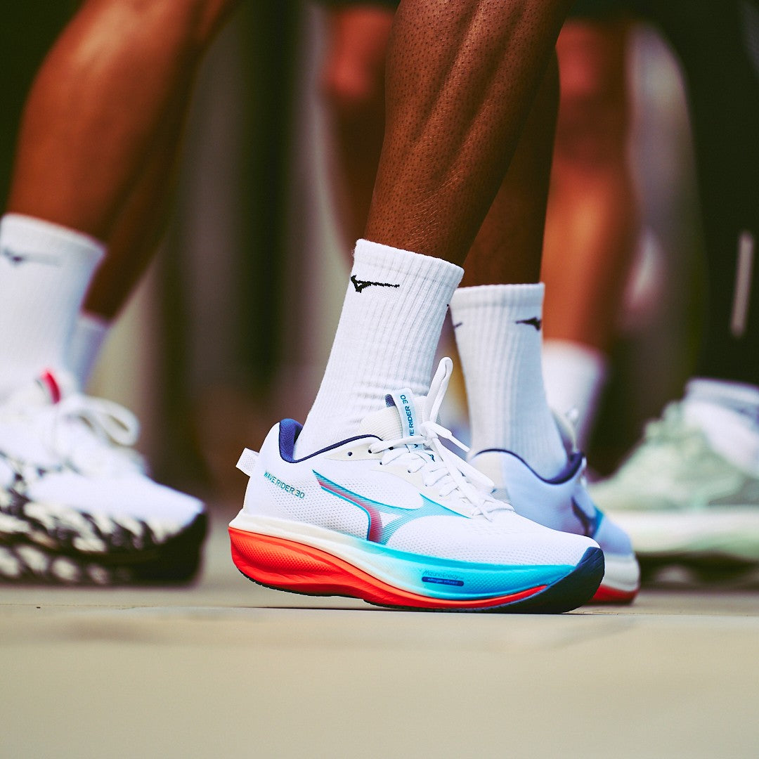 Mizuno Wave Rider 30 Wide | White / Blue Jewel / Orange | Mens