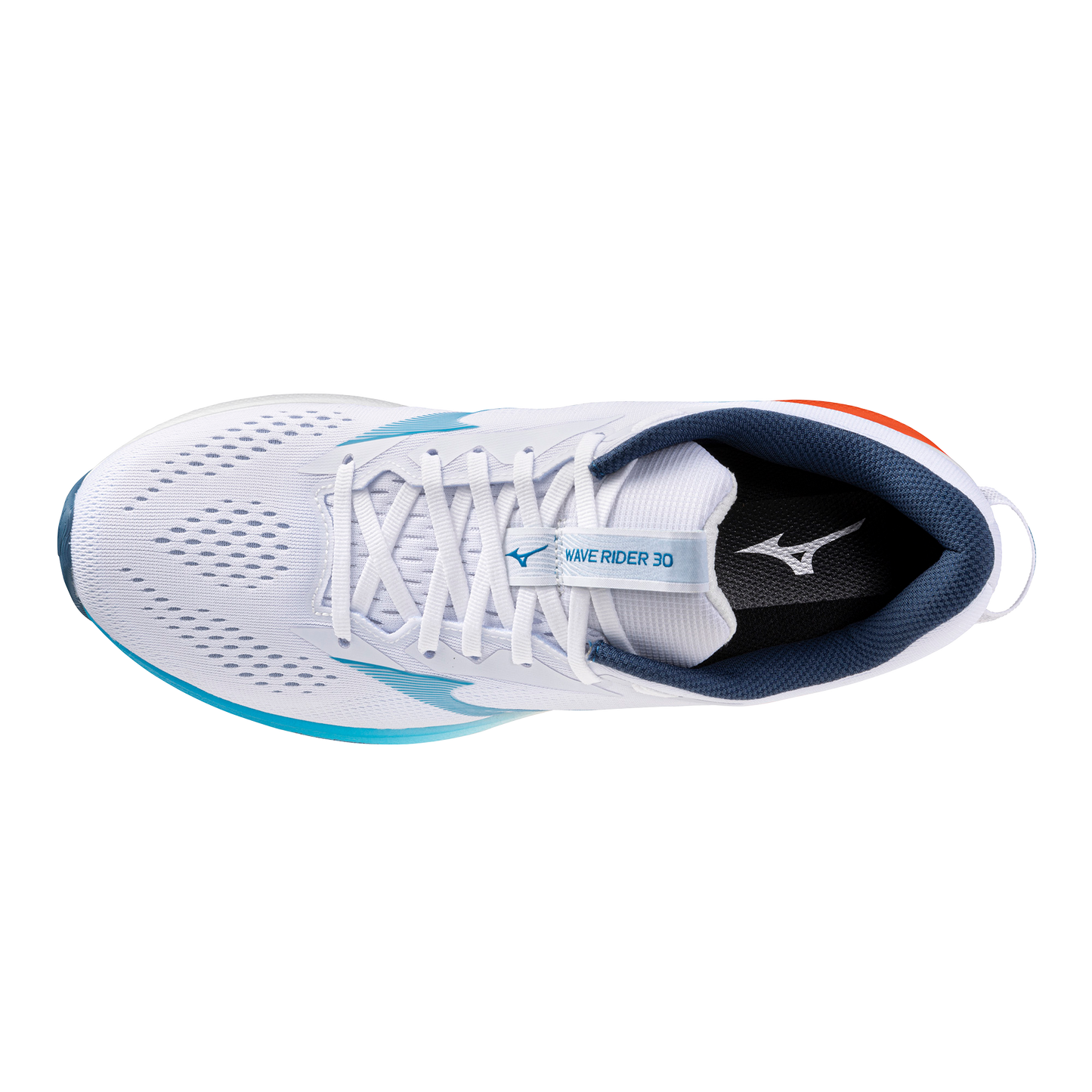 Mizuno Wave Rider 30 Wide | White / Blue Jewel / Orange | Mens