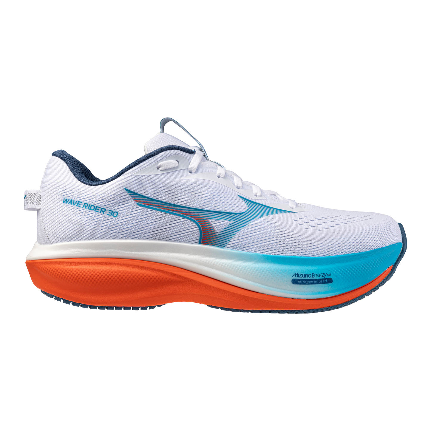 Mizuno Wave Rider 30 Wide | White / Blue Jewel / Orange | Mens