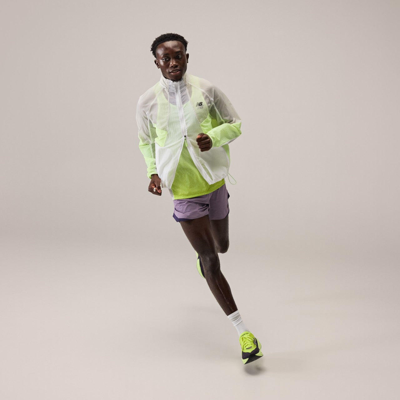 New Balance FuelCell Rebel v5 | Alkaline Green / Boysenberry / Dark Silver Metallic | Mens