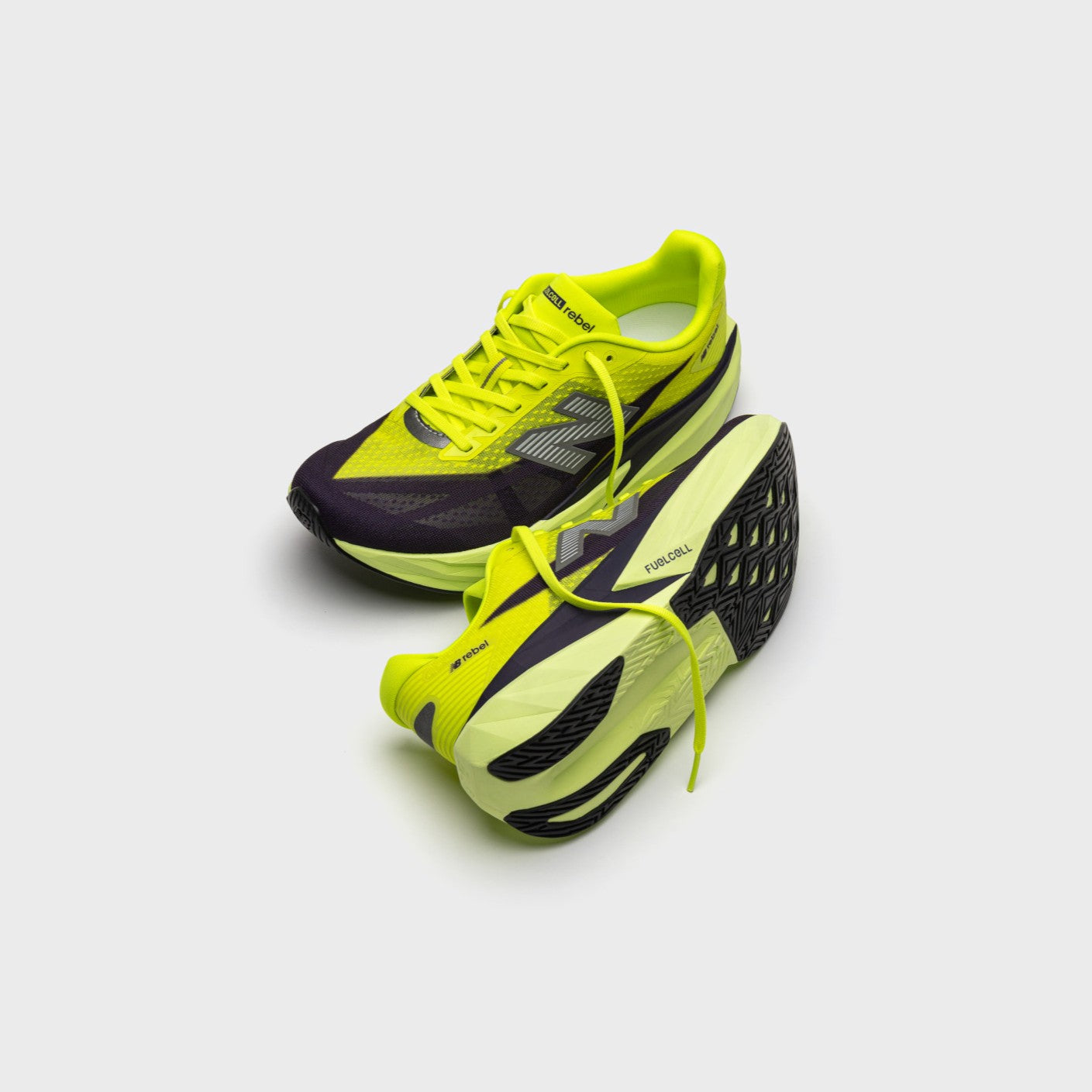 New Balance FuelCell Rebel v5 | Alkaline Green / Boysenberry / Dark Silver Metallic | Mens