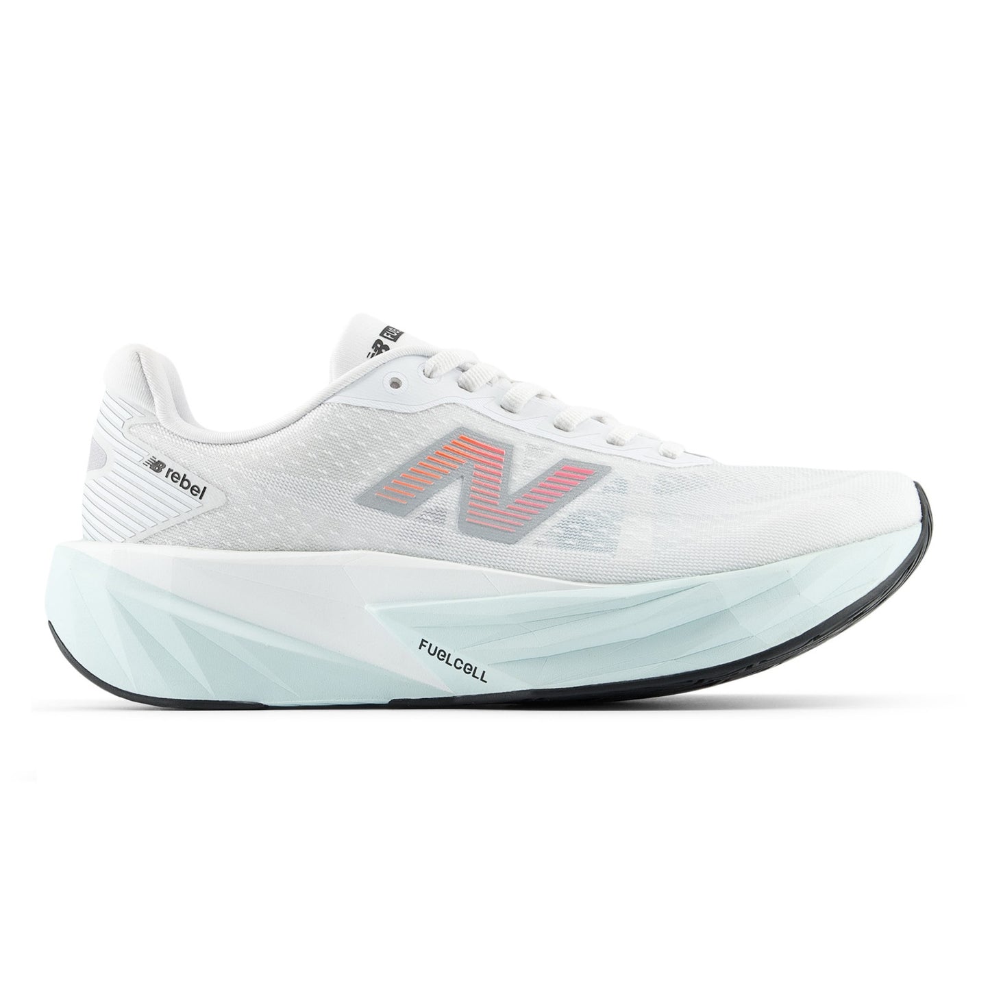 New Balance FuelCell Rebel v5 | NB White / Pink Heat / Glint Blue | Womens