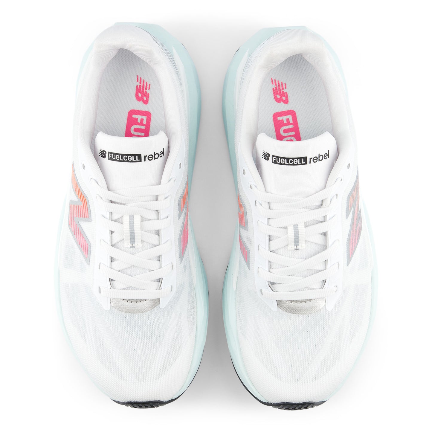 New Balance FuelCell Rebel v5 | NB White / Pink Heat / Glint Blue | Womens