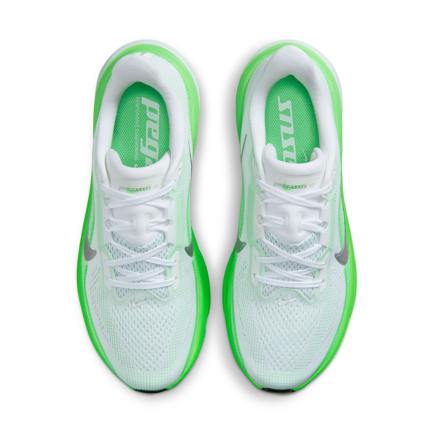 Nike Pegasus 42 | White / Metallic Silver / Green Strike | Womens