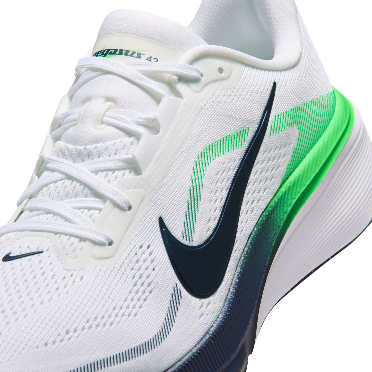 Nike Pegasus 42 | White / Midnight Navy / Green Spark | Mens
