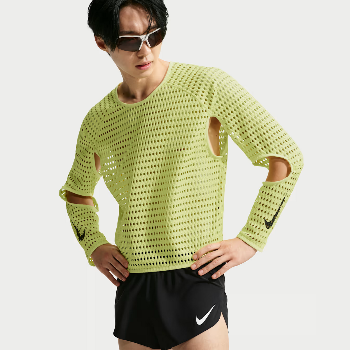 Nike Radical AirFlow Long Sleeve Tee | Light Lemon Twist / Black | Mens