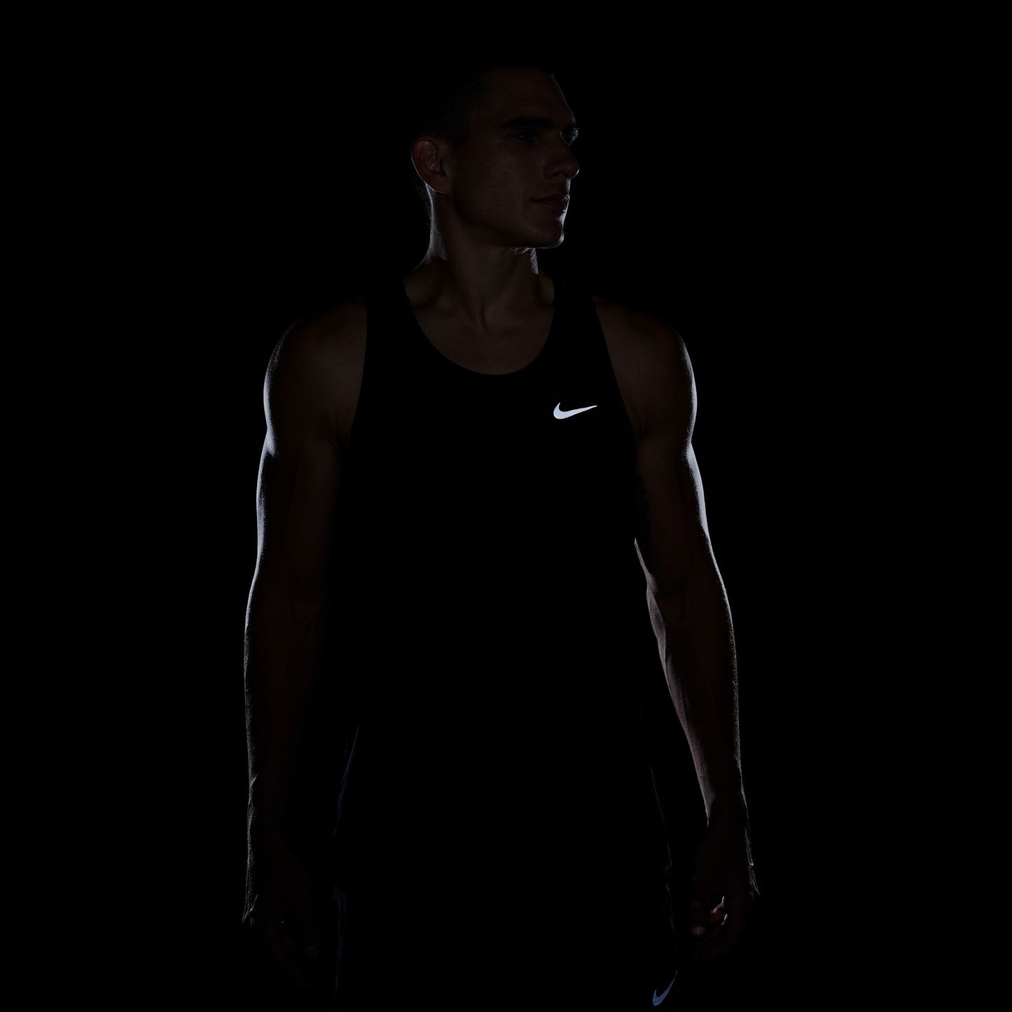 Nike Stride Singlet | Black / Reflective Silver | Mens