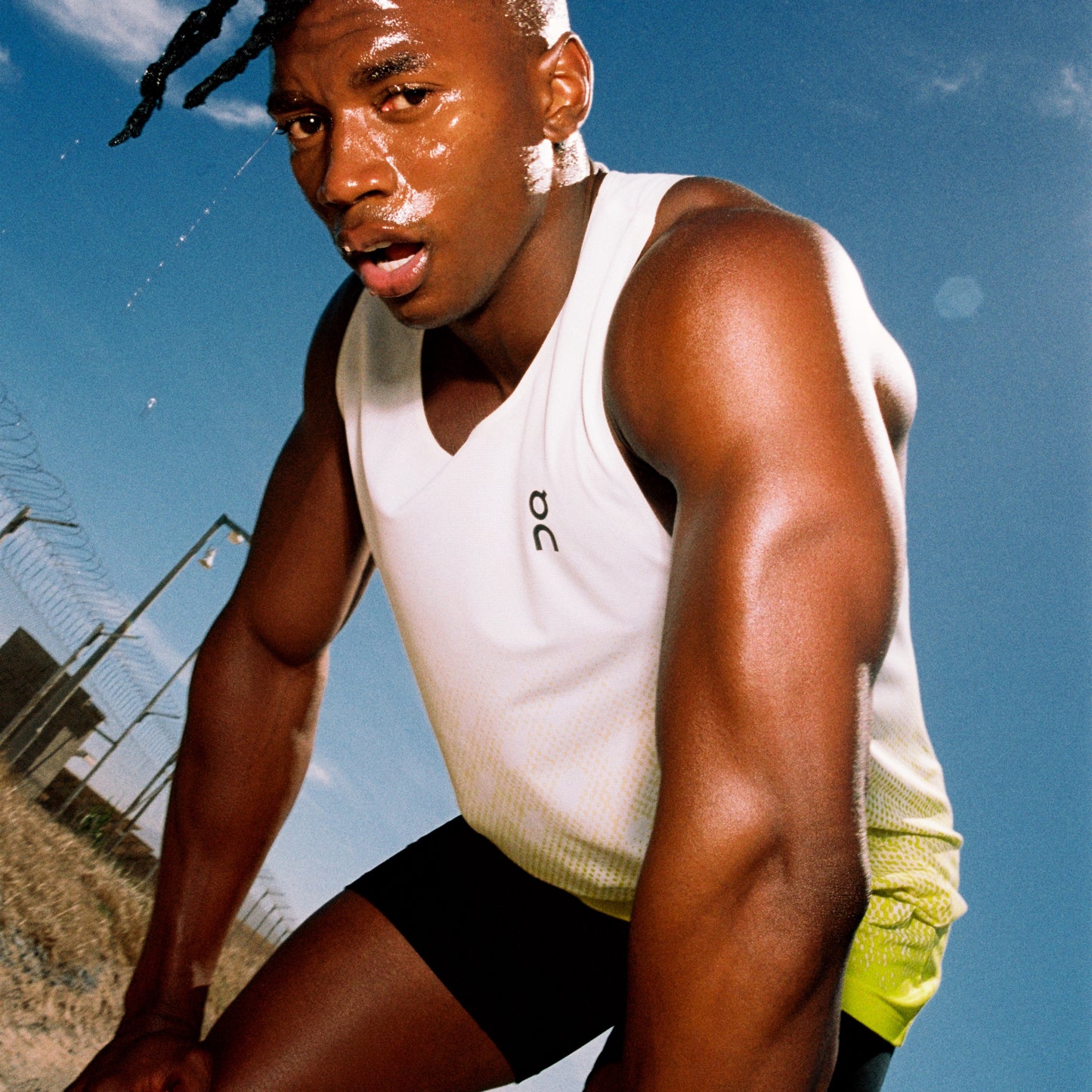 On Zero Singlet | White / Lime | Mens