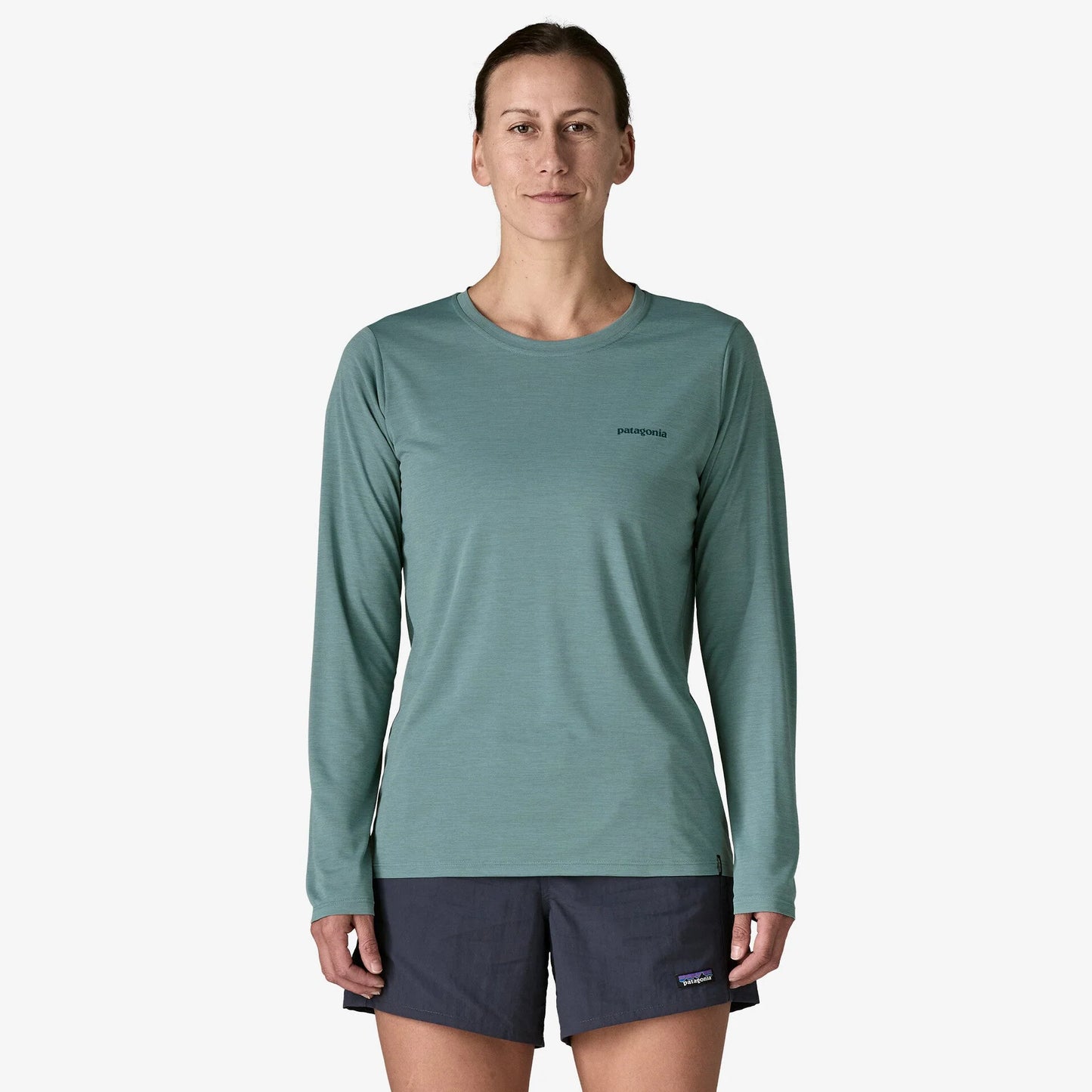 Patagonia Capilene Cool Daily Graphic L/S Shirt | Boardshort Logo: Blue Sage X-Dye | Womens