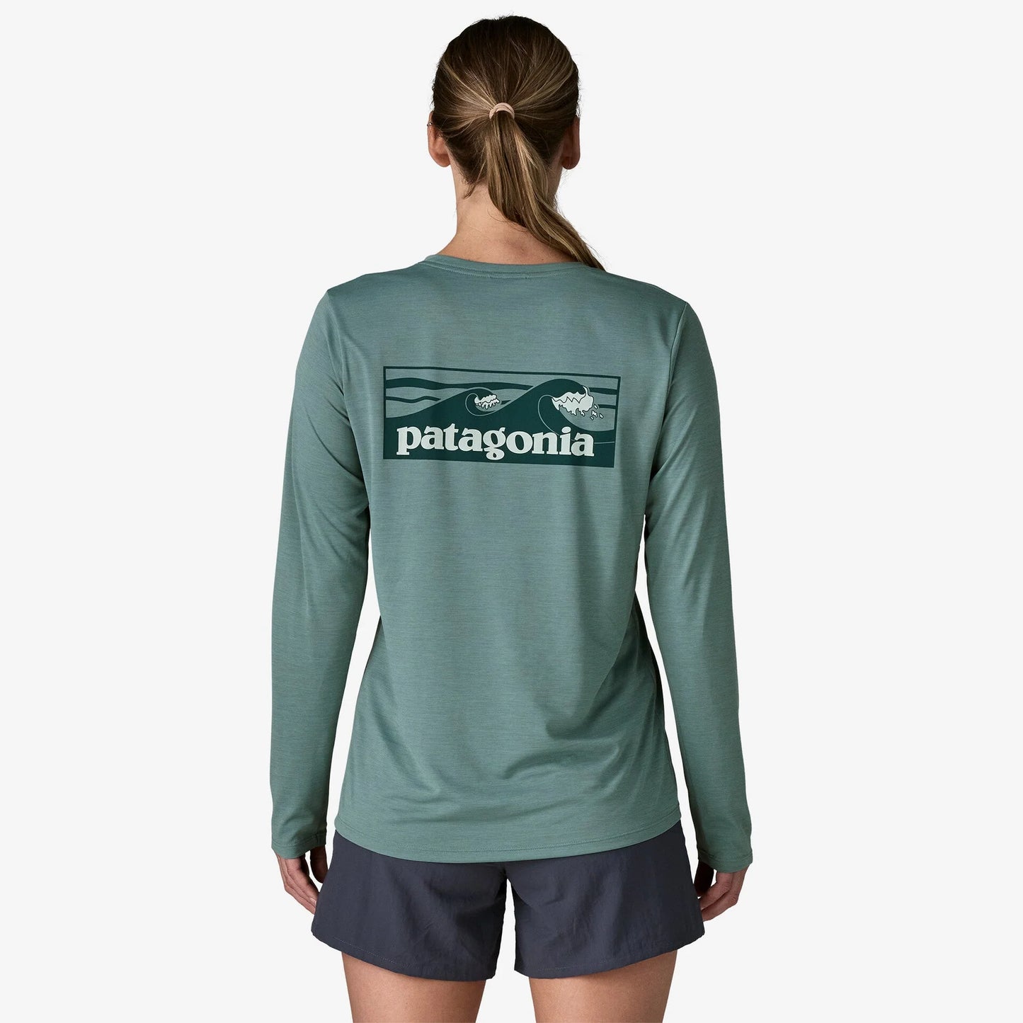 Patagonia Capilene Cool Daily Graphic L/S Shirt | Boardshort Logo: Blue Sage X-Dye | Womens