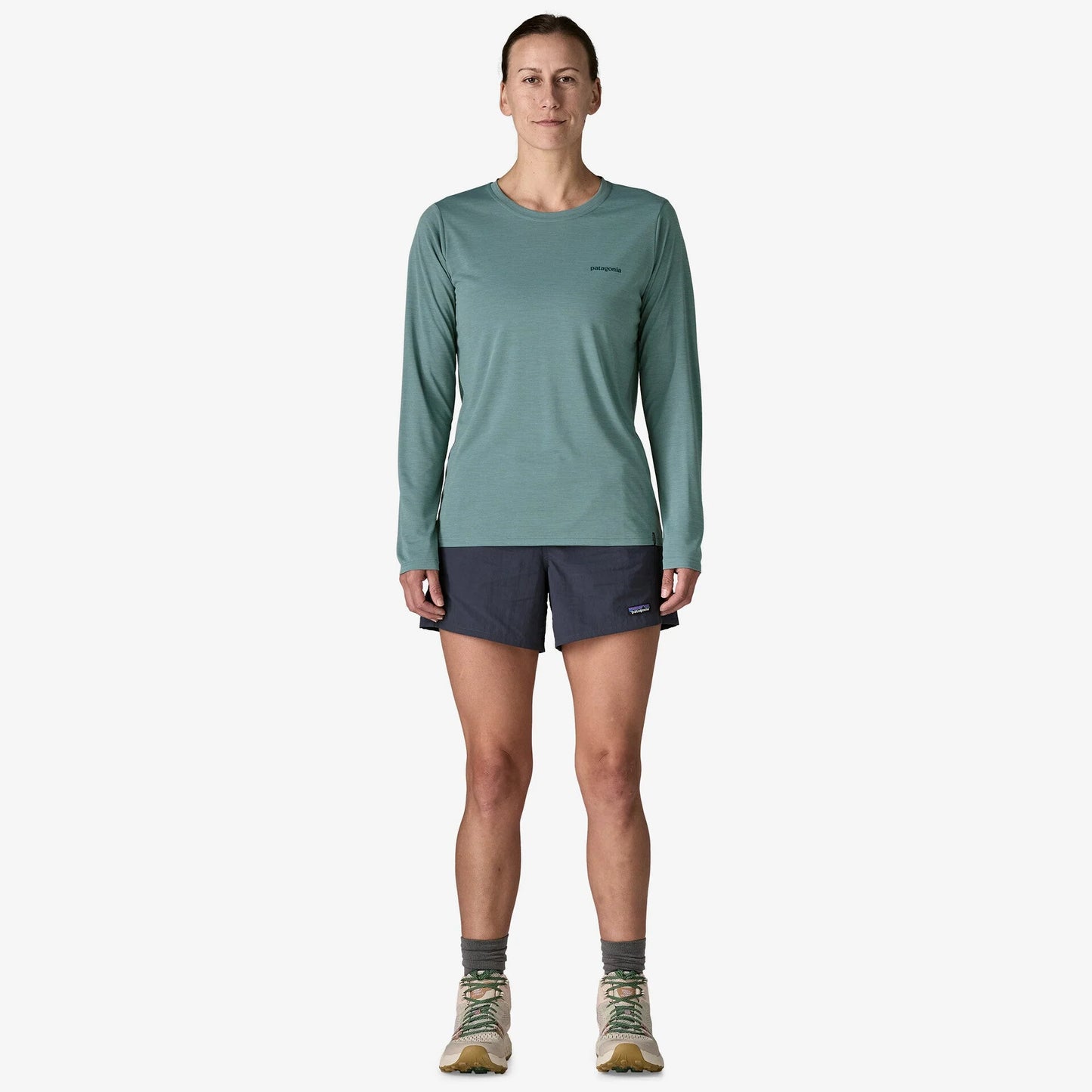 Patagonia Capilene Cool Daily Graphic L/S Shirt | Boardshort Logo: Blue Sage X-Dye | Womens