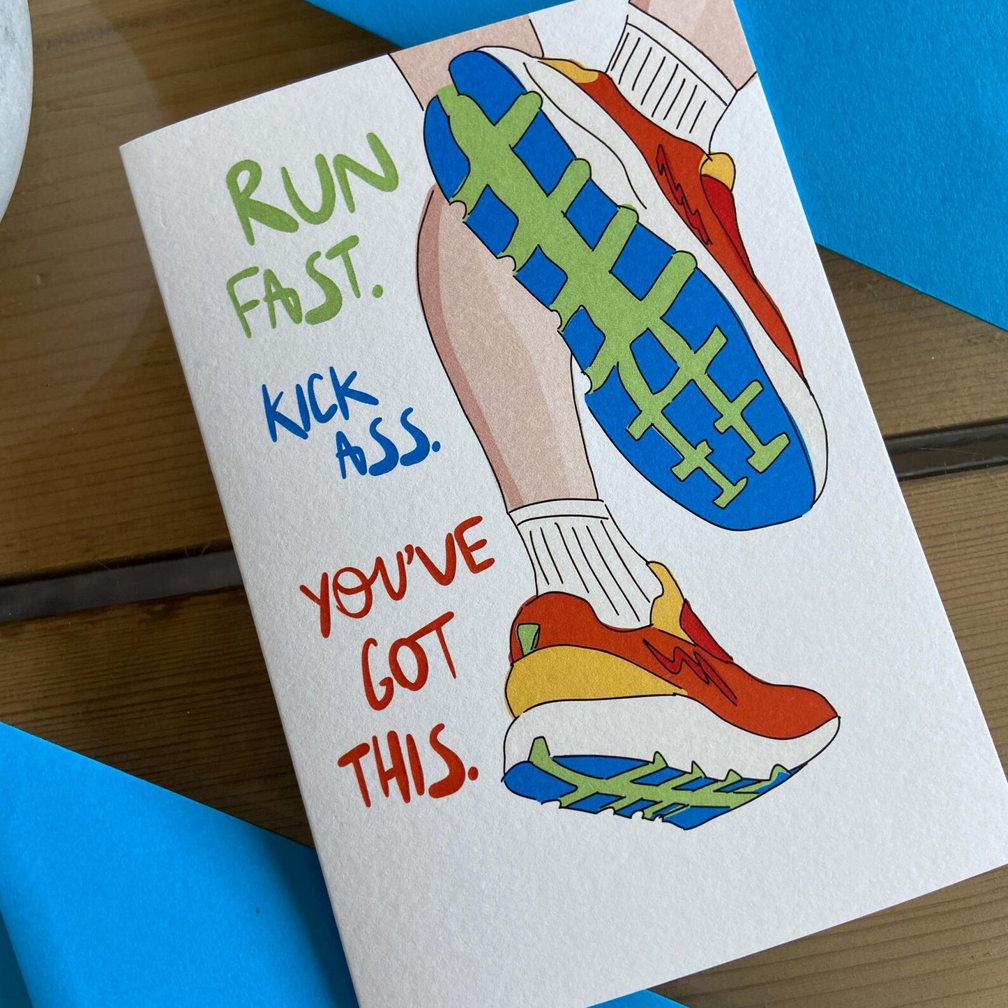Run Fast, Kick Ass | Greeting Card