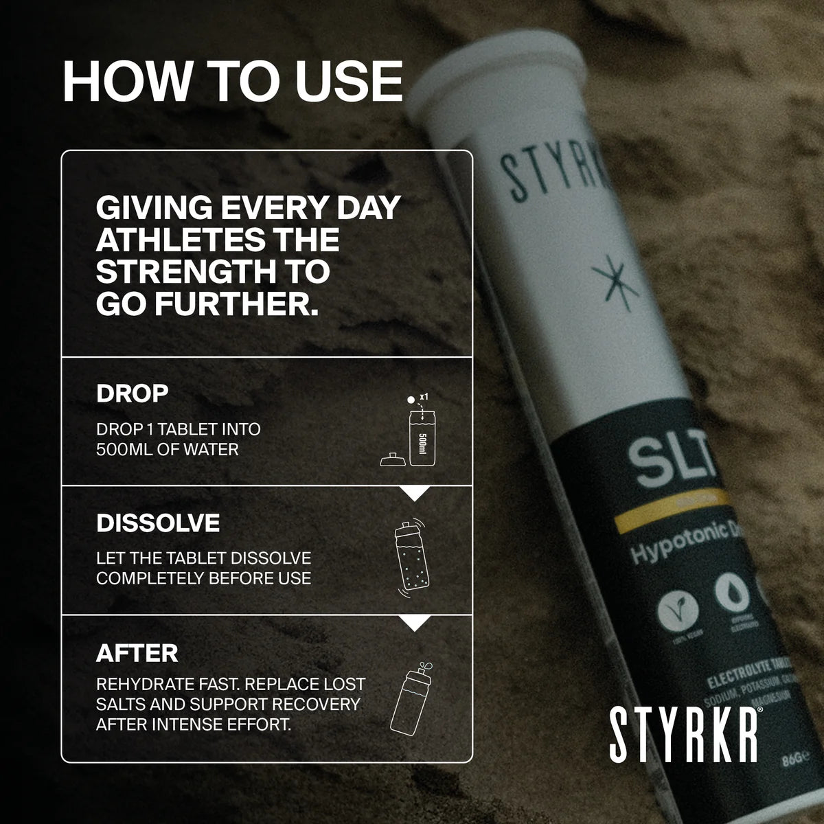 Styrkr SLT07 Quad-Blend Electrolyte Tablets | 1000mg Mild Citrus